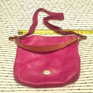 Fossil leather cross-body or shoulder handbag.